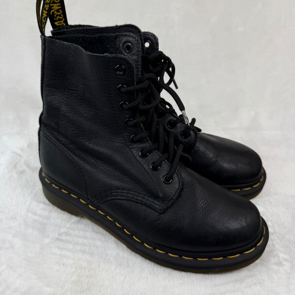 Dr. Martens 1460 Pascal Black Virginia Leather Lace Up Combat‎ Boots Womens 7
